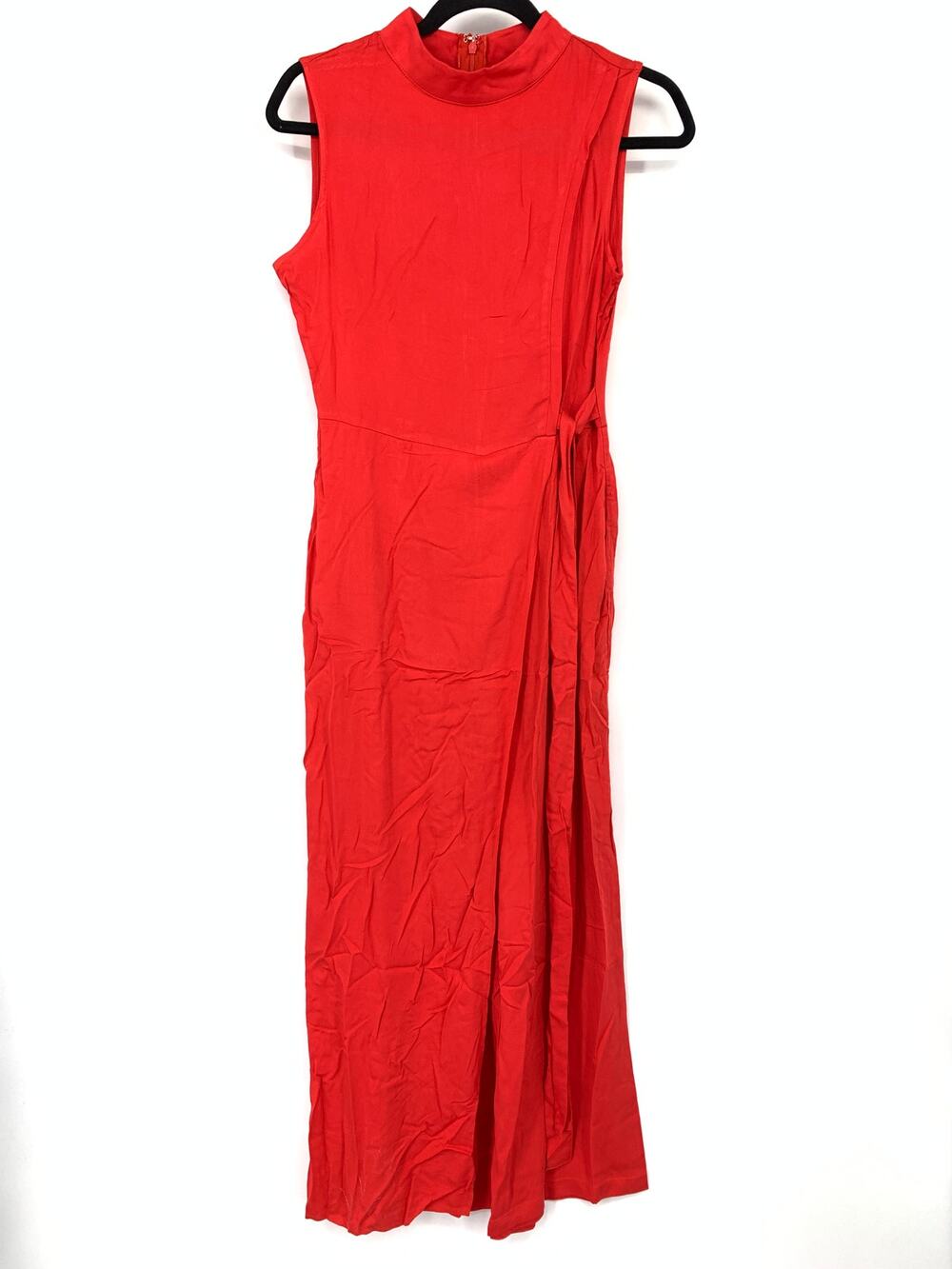 Love Sadie Sleeveless Mock Neck Tie Waist Jumpsuit Womens Sz Small Red NEW